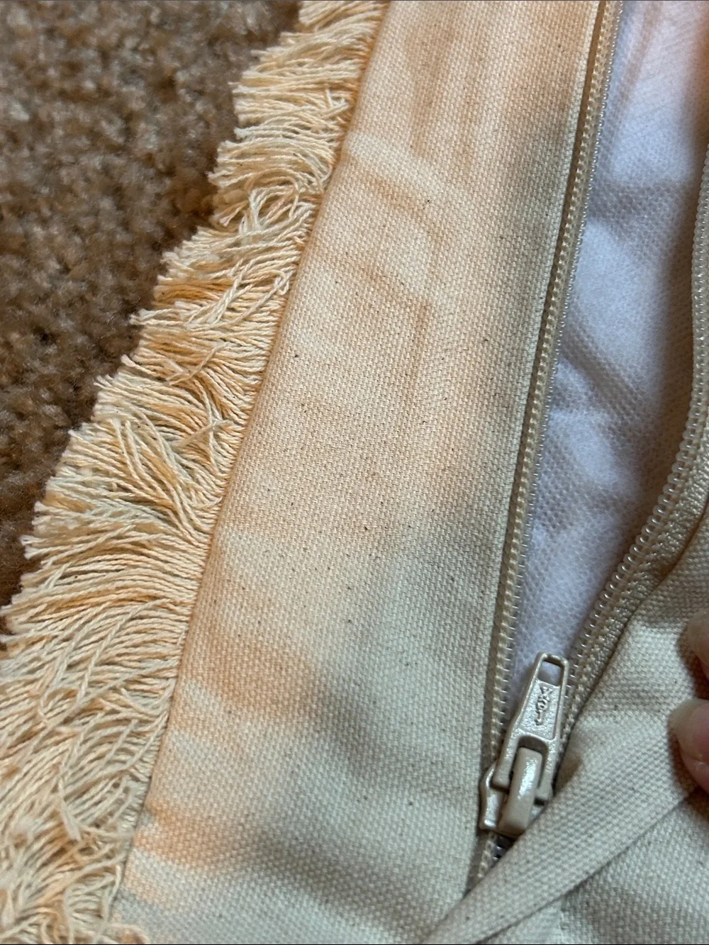 Neutral Fringe Square Throw Pillow Cover